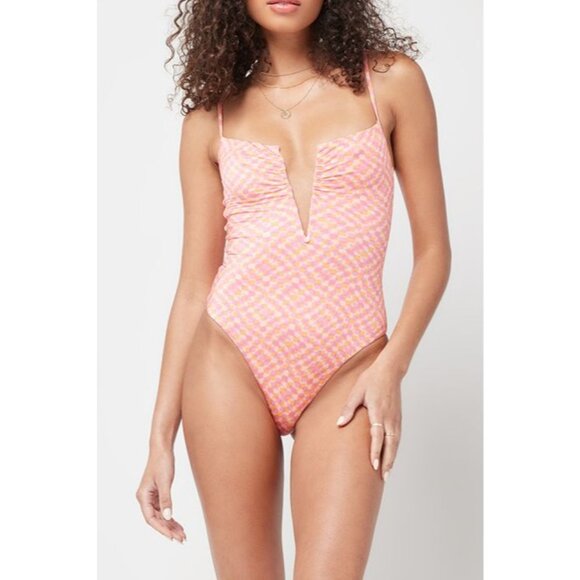 L*Space Printed Shimmer Roxanne One Piece in heat waves New Swimsuit - Picture 11 of 11